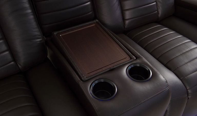 reclining sofa with drop down console
