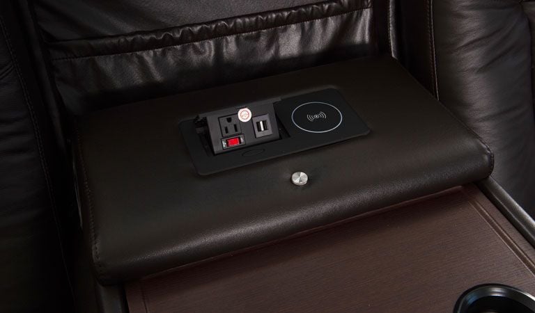 recliner sofa with fold down console