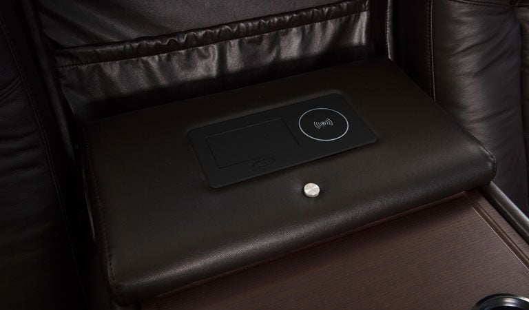 power reclining sofa with fold down console