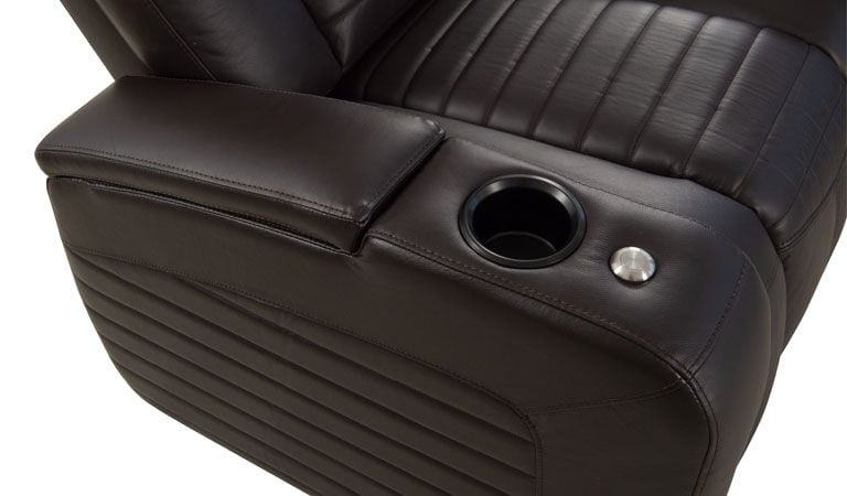 black leather recliner lighted cup holder