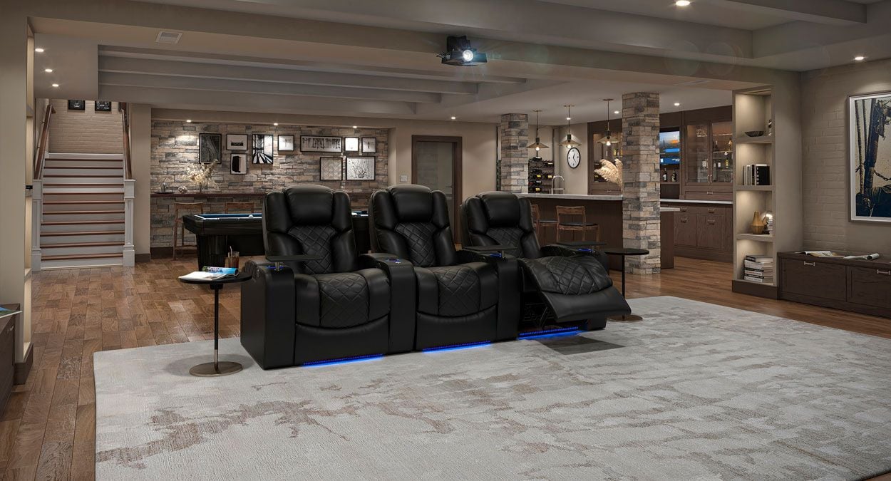 3 row curved theater seating