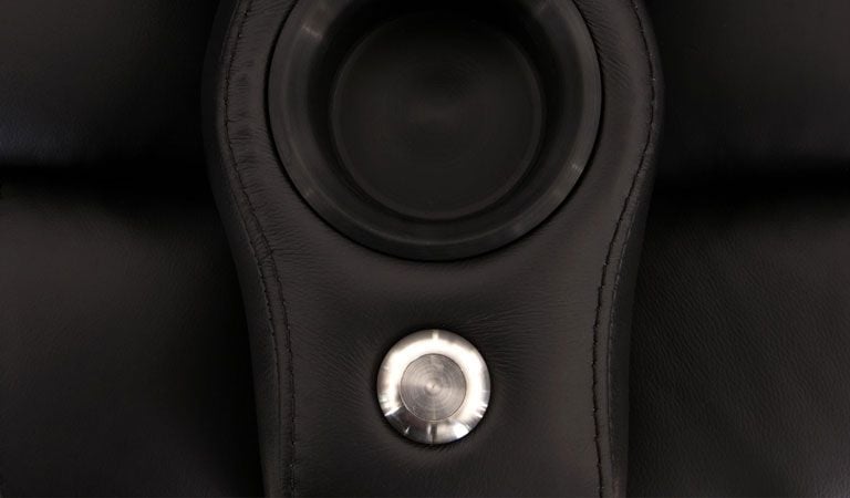 black recliner with two cup holders