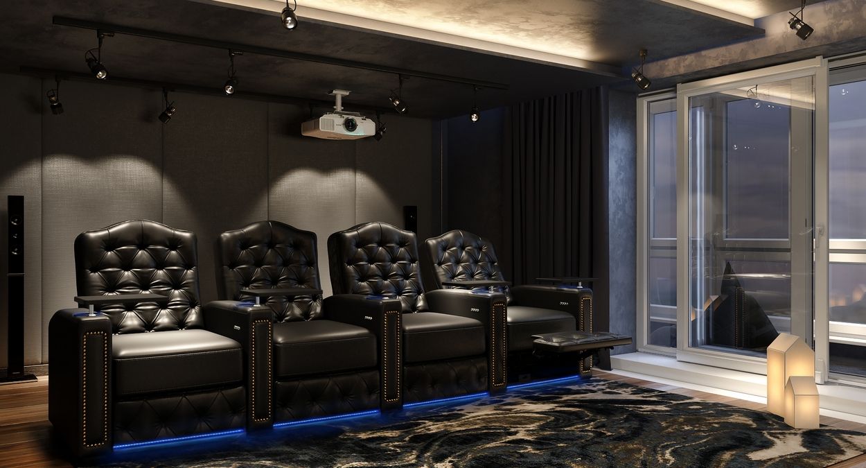 row of 4 home theater seating
