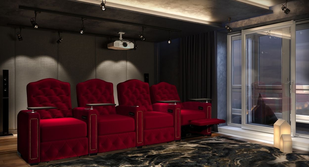 Regal row of 4 theater seats