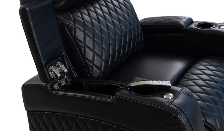black real leather recliner with storage usb port