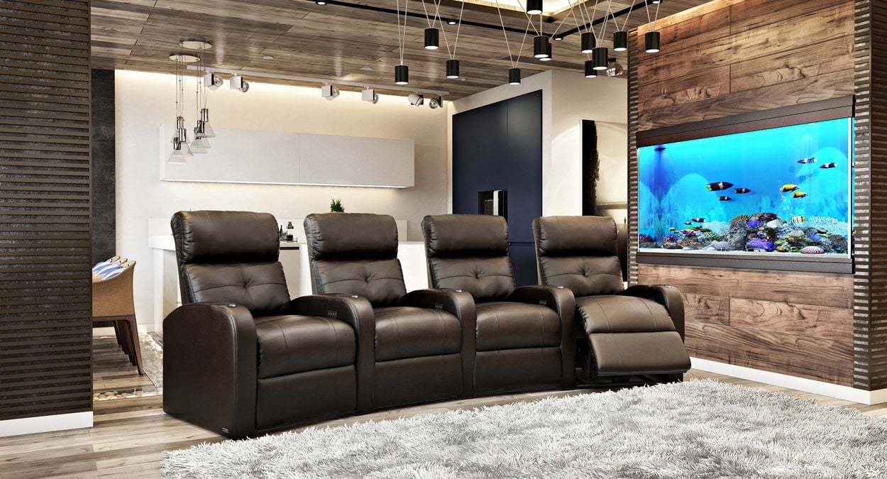 row of 4 power theater seats