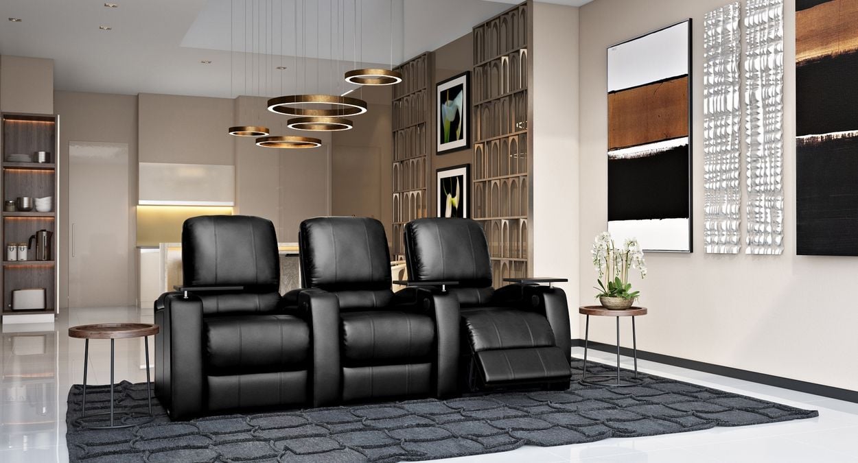 3 straight row theatre recliners