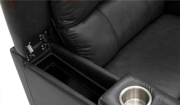 black leather chairs with arms cup holder