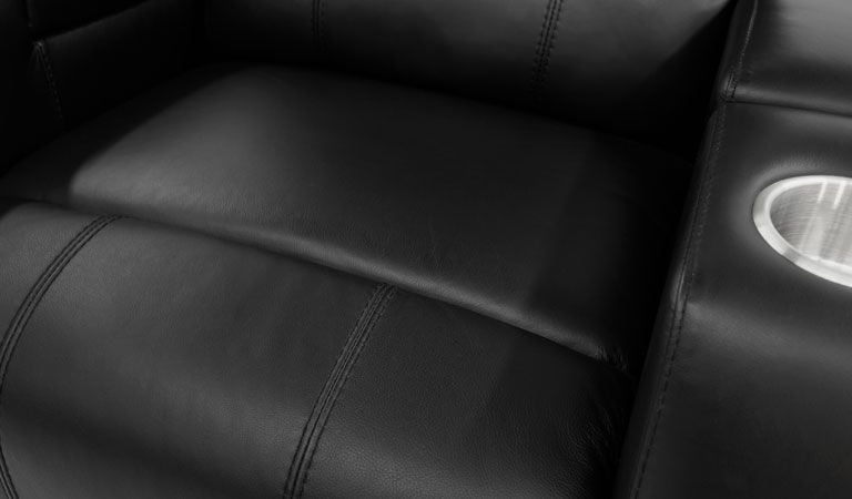 black leather recliner lighted cup holder