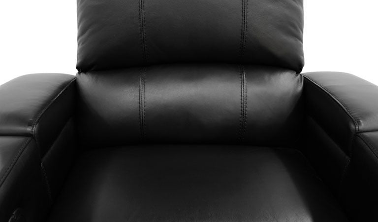 black recliner with two cup holders