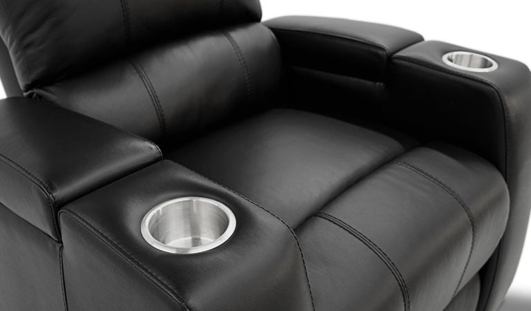 black narrow recliners with cup holder
