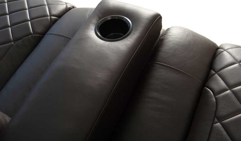 black leather chairs with arms cup holder