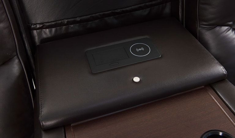 leather power reclining theater chair with usb
