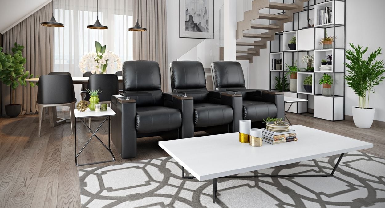 black leather recliner 3 seater