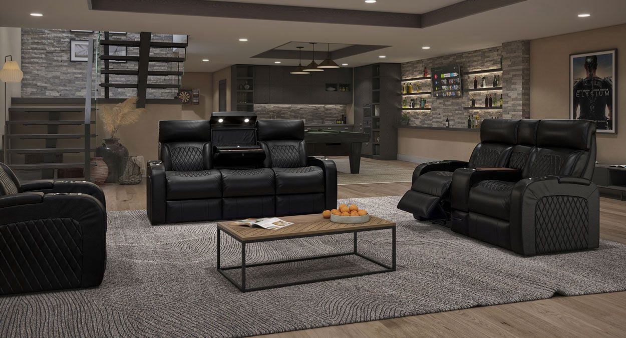 octane reclining sofa with console and massage