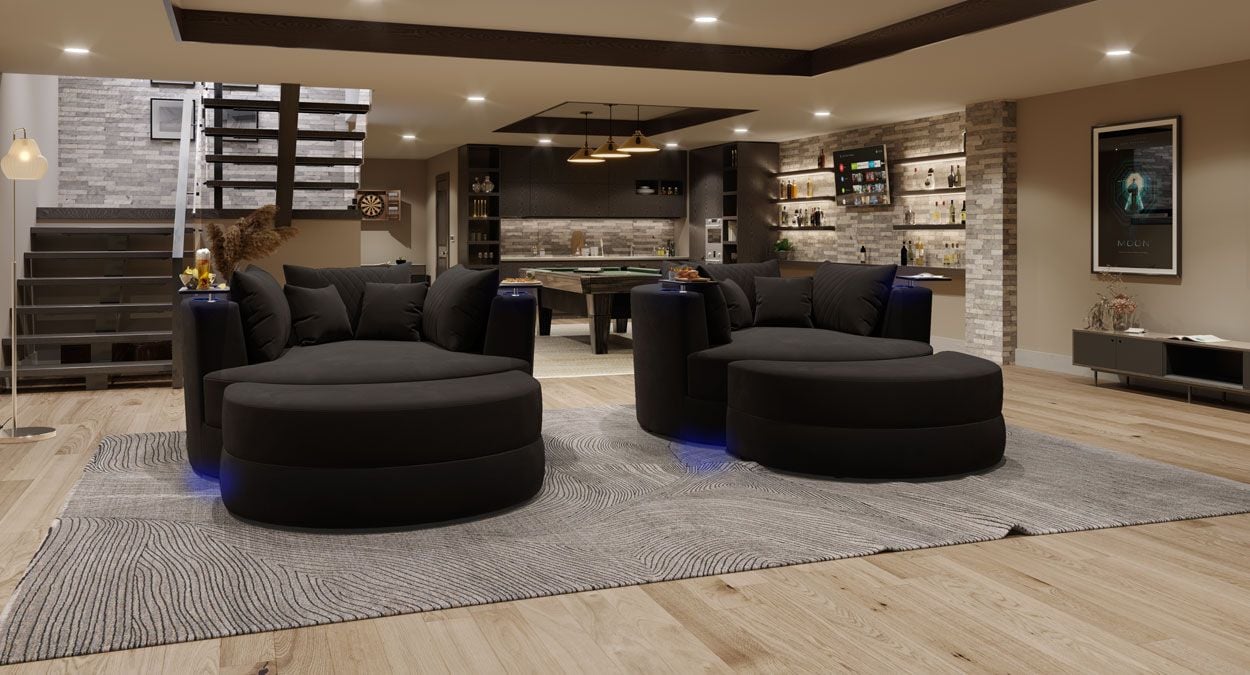 cuddle sofas for basement