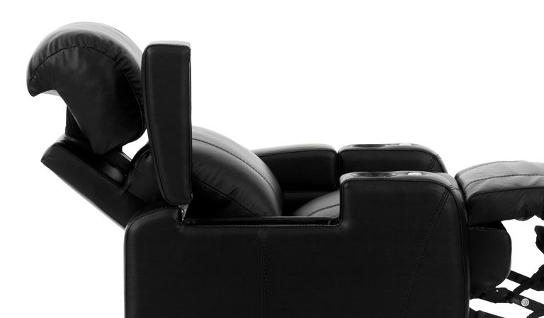 Octane recliner power headrest cupholders black leather