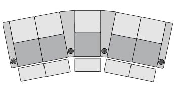 row of 5 Curved with Dual Loveseats