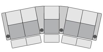 row of 5 Curved with Dual Loveseats