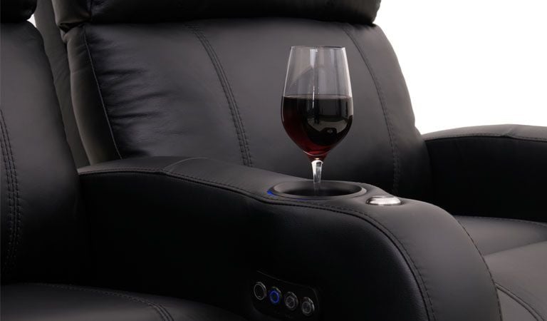 power recliner with under blue light and arm storage