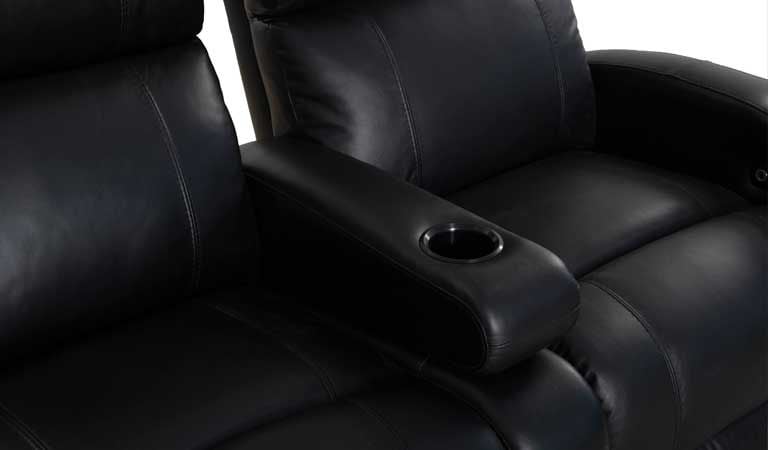 recliner power headrest cupholders black leather
