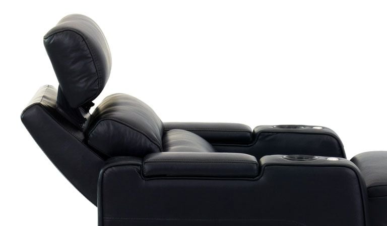 grey leather headrest power headrest theater recliner