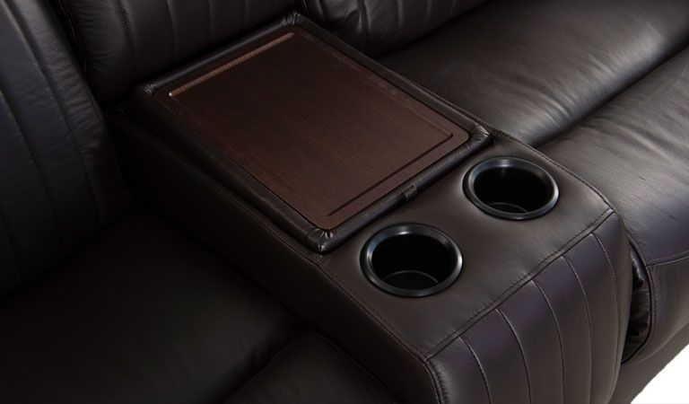 extra large brown leather recliner with cup holder