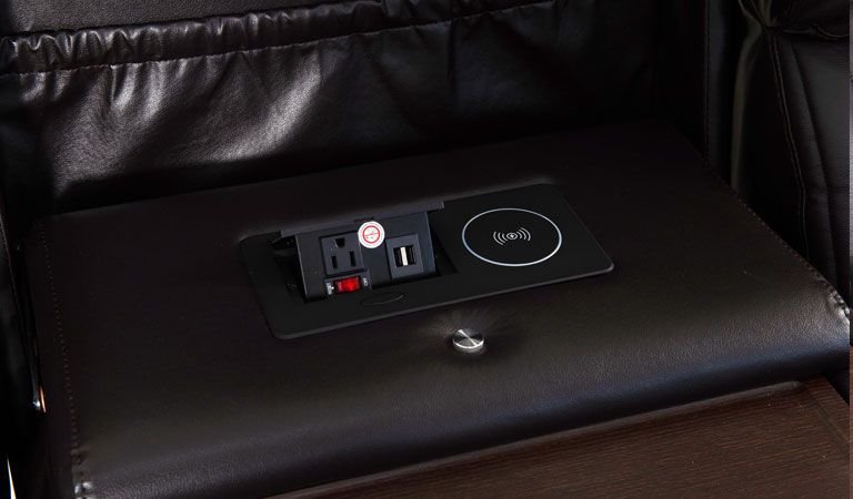 reclining sofa with drop down console