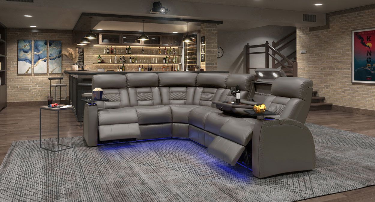 Sectional recliner with LED