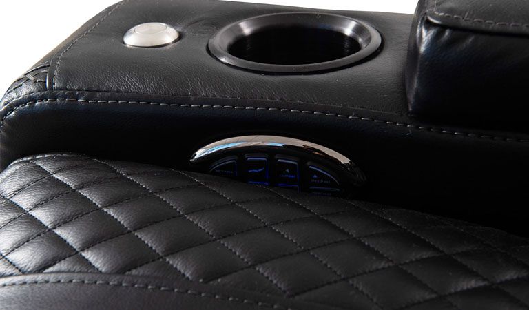 black real leather recliner with storage usb port