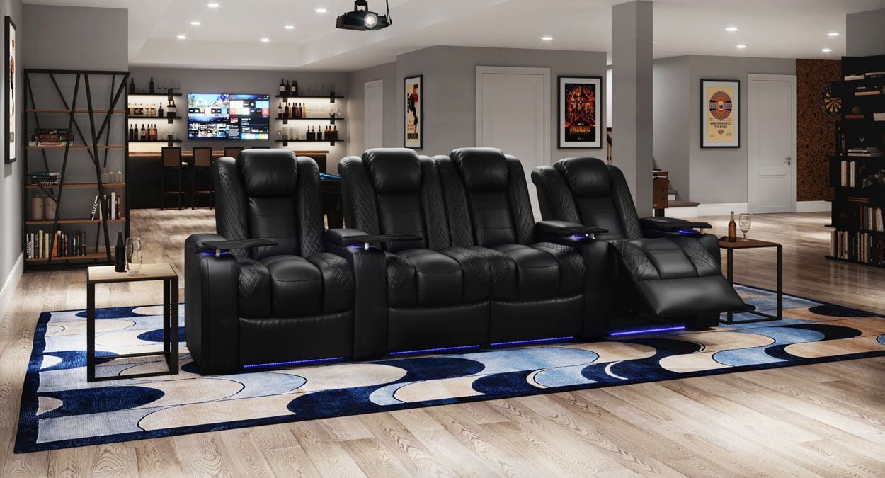 home theater recliner row of 4