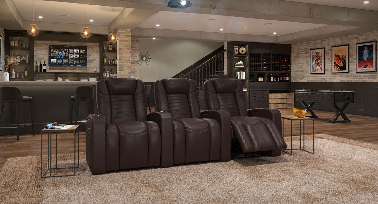 Octane home theater seating 3 people
