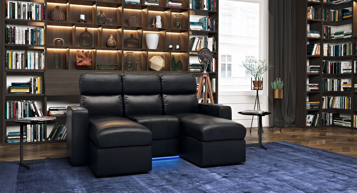 octane black chaise lounge sofa