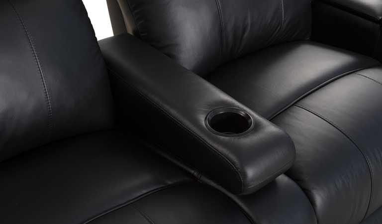 black narrow recliners with cup holder