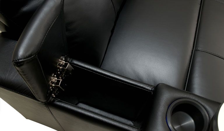 black leather home theater seating