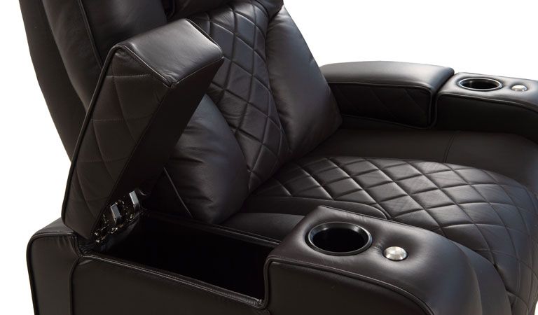 black reclining chairs with light up cup holder